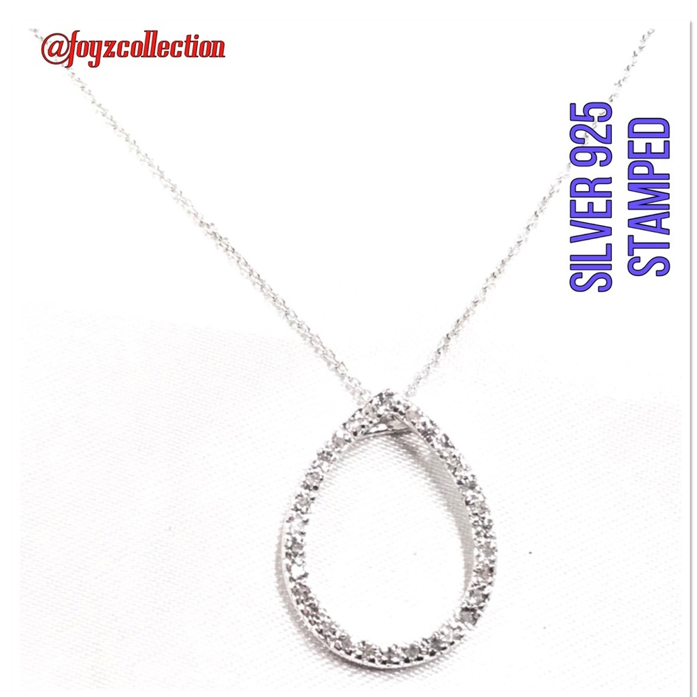 Silver 925 tear drop diamond accent s-6